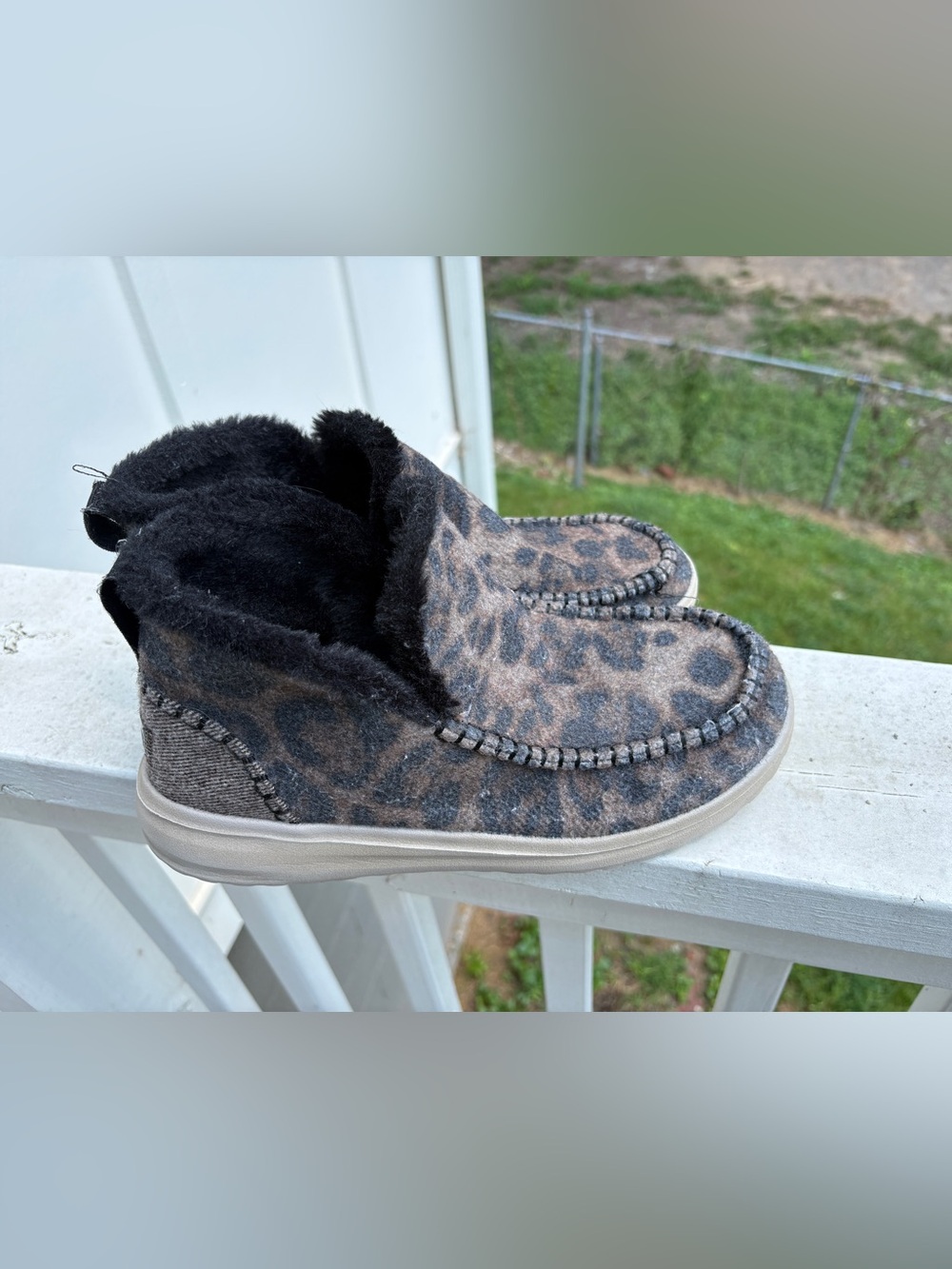 Hey Dude Leopard-Pattern Slip-On Moccasin Slipper - Black & Brown